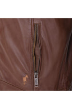 Cognac leather jacket for men - Image n°4