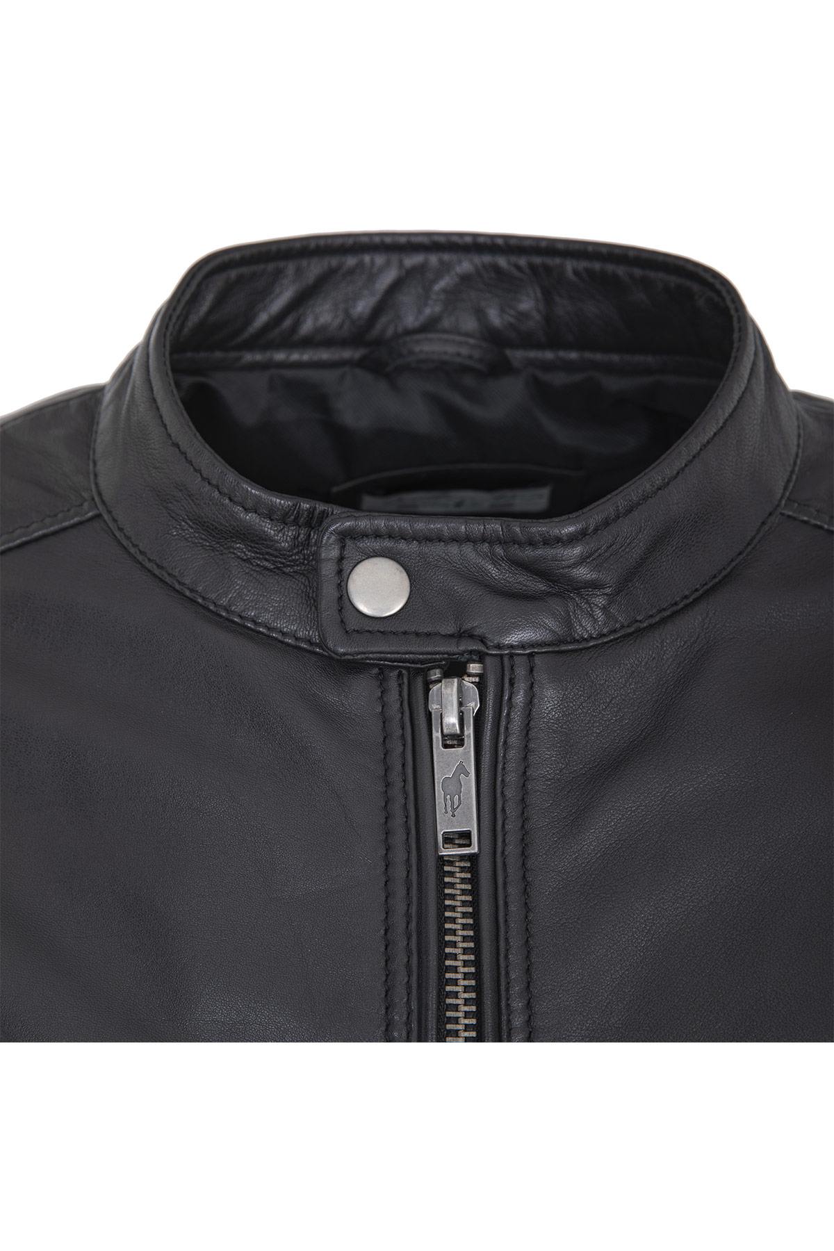 Black leather biker jacket - Image n°3