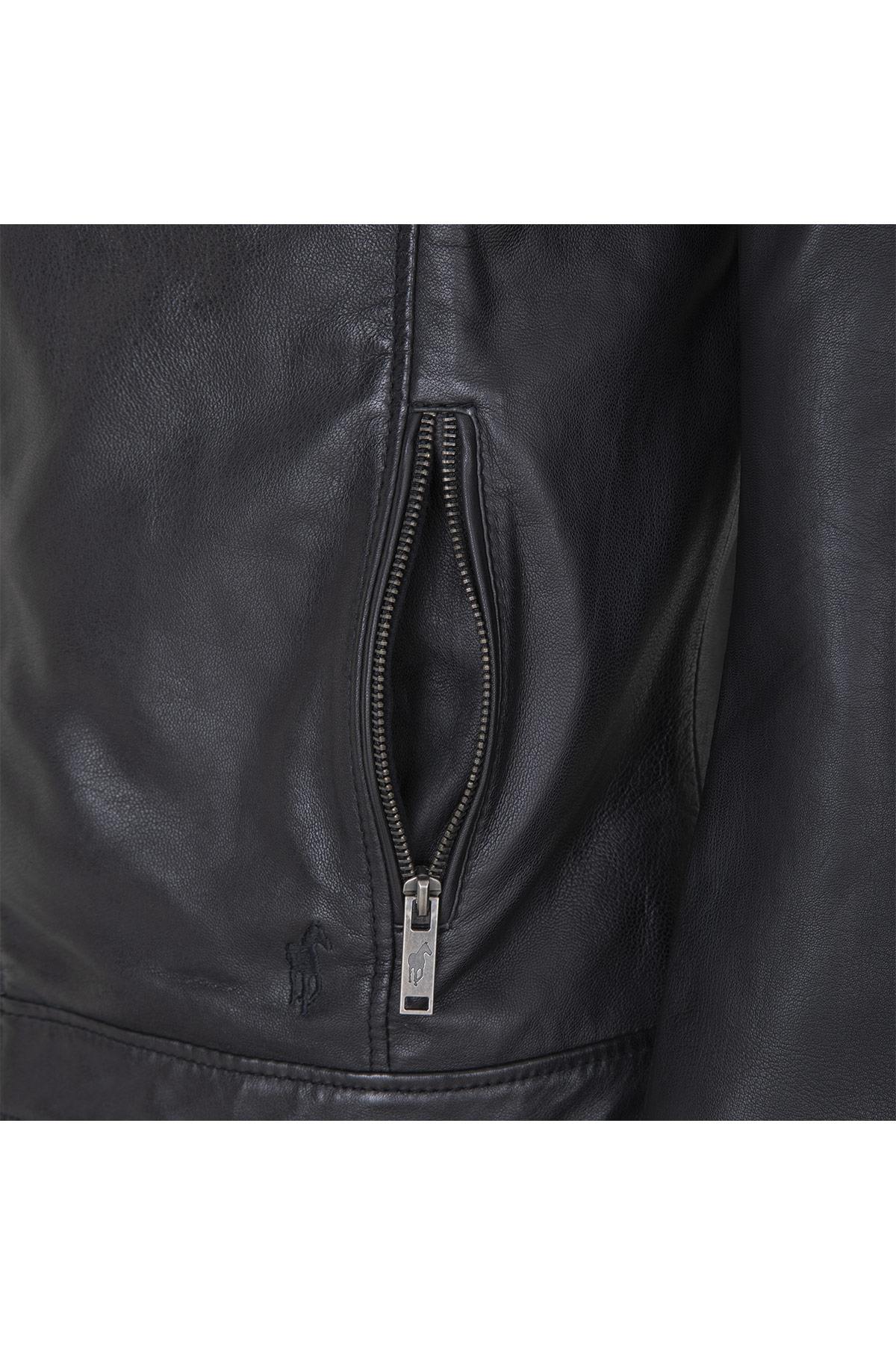 Black leather biker jacket - Image n°4
