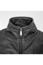 Stand-up collar leather jacket - Image n°2