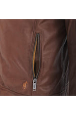 Cognac-colored leather shirt collar - Image n°4
