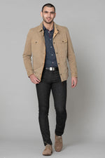 Men's beige cotton jacket - Image n°2