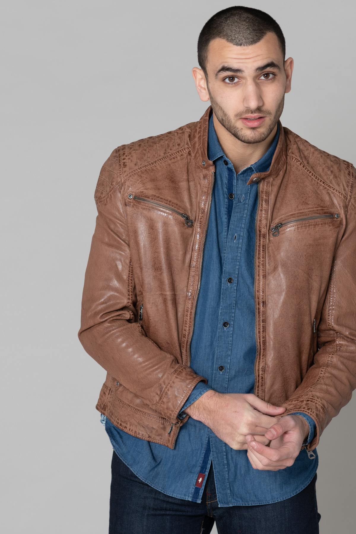 Biker look leather jacket - Image n°1