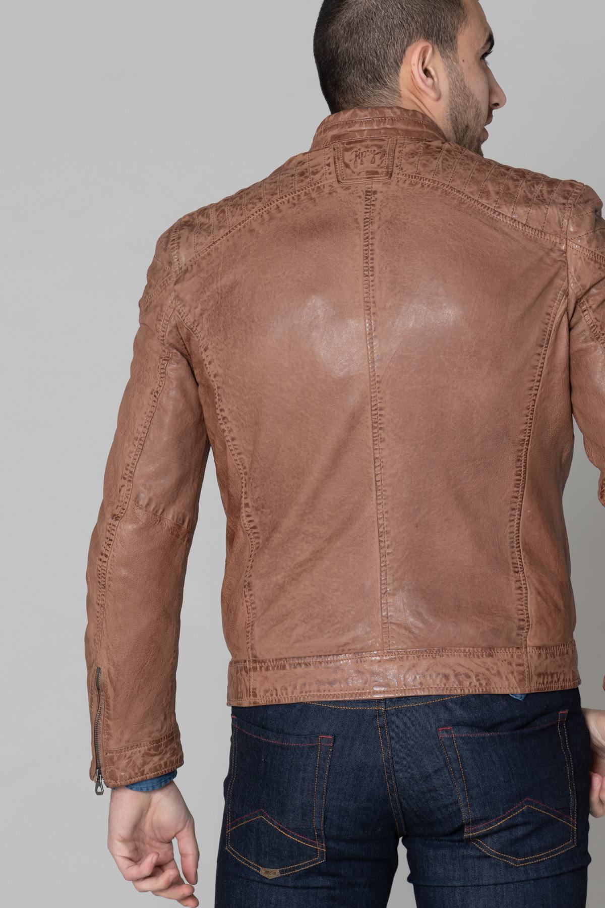 Biker look leather jacket - Image n°6