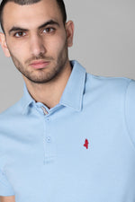 Sky blue polo shirt for men - Image n°2