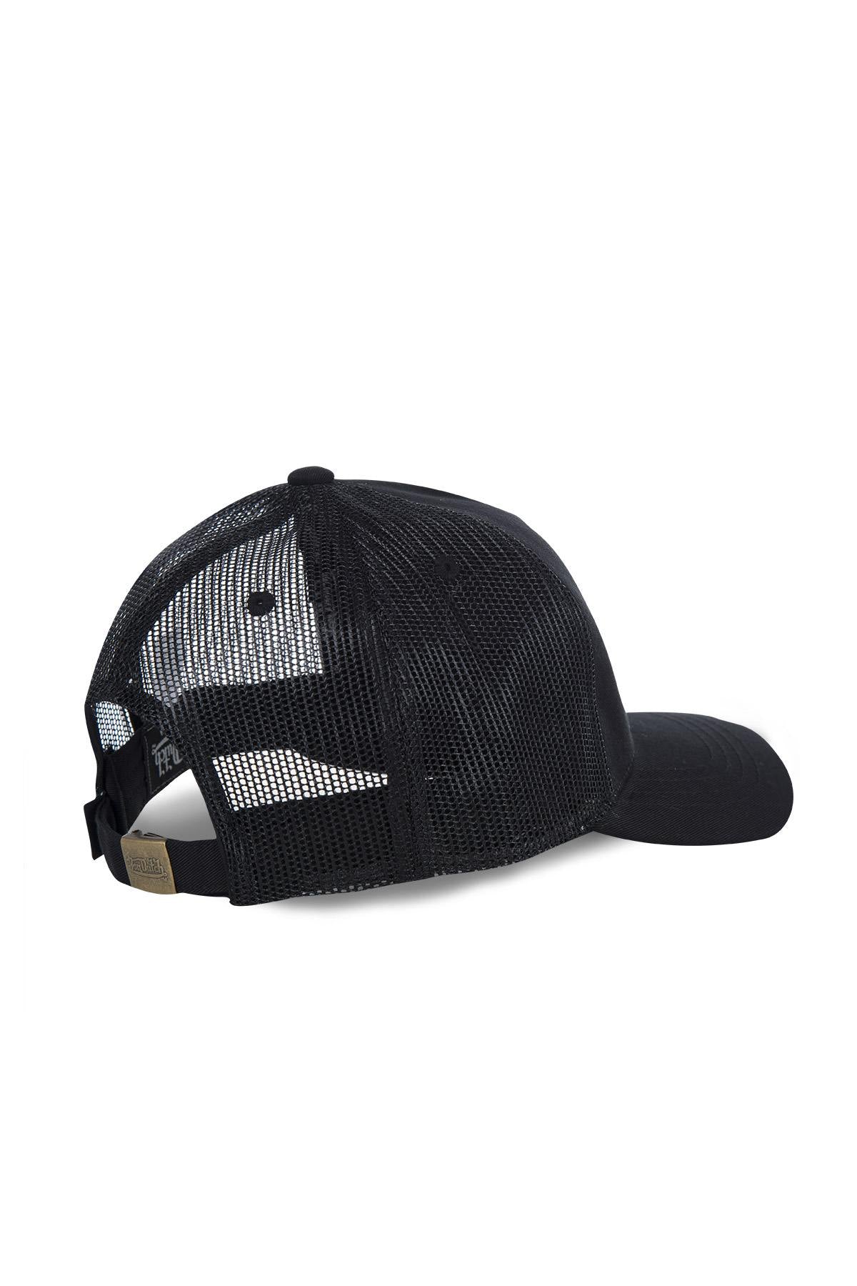 Plain black cap with mesh - Image n°2