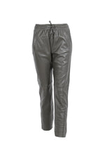 Khaki leather jogger pants - Image n°7
