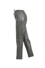 Khaki leather jogger pants - Image n°8