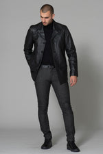 Black thick leather jacket - Image n°2