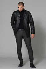Black thick leather jacket - Image n°2