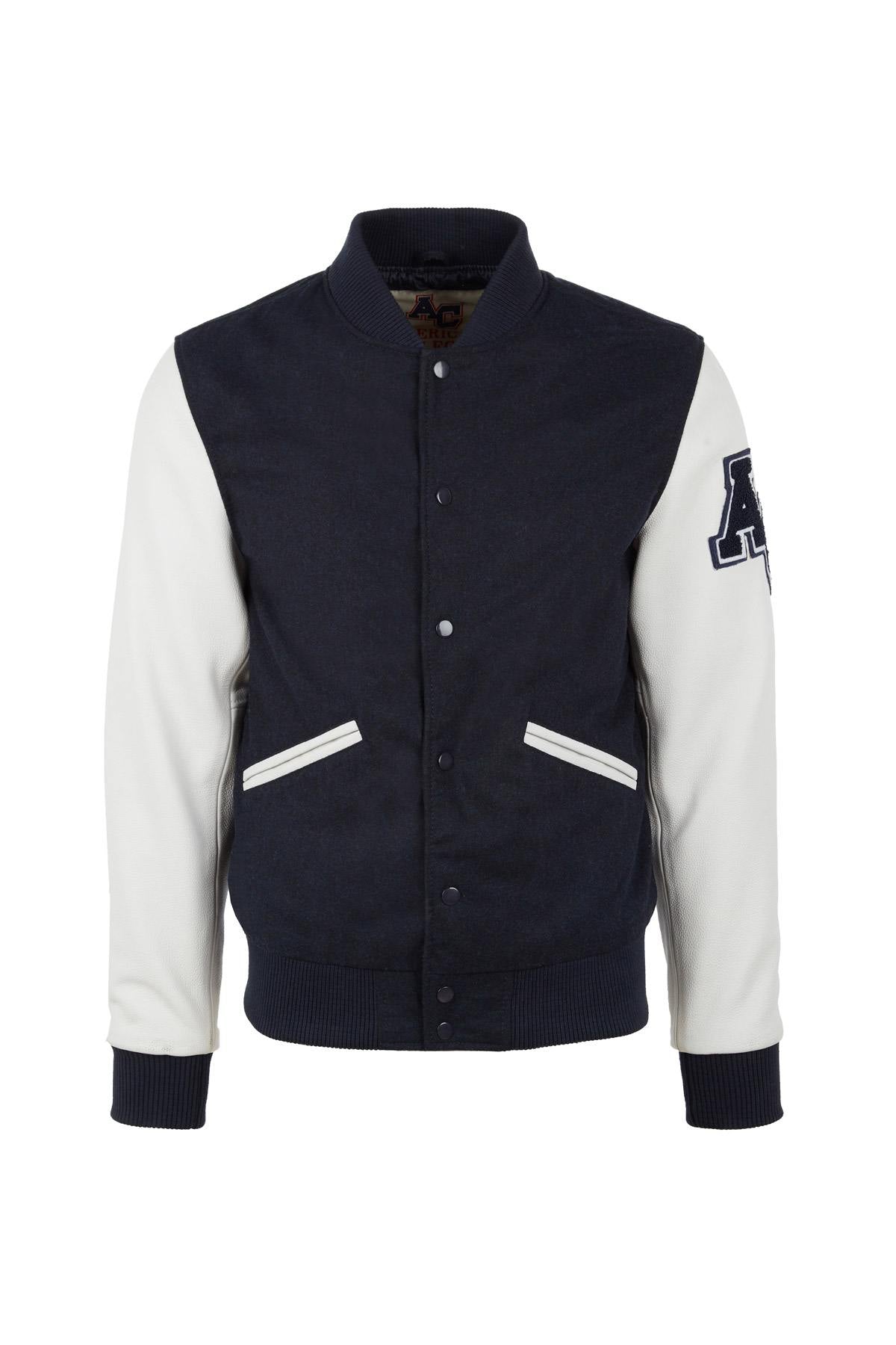 Navy and white Ref 70: wool and leather for vintage-inspired style. - Image n°6