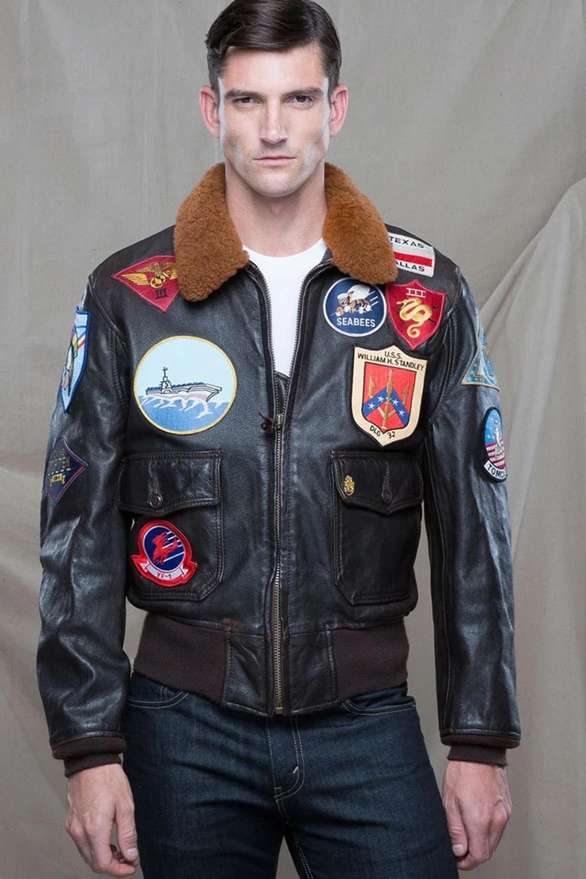 *Top Gun* G-1 jacket: goatskin leather, shearling collar, 17 patches. - Image n°6