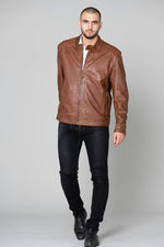 Warm cognac sheepskin, easy fit. Biker collar, vegetable-tanned. - Image n°2