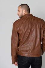 Warm cognac sheepskin, easy fit. Biker collar, vegetable-tanned. - Image n°4