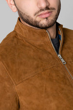 Cognac suede leather jacket - Image n°3