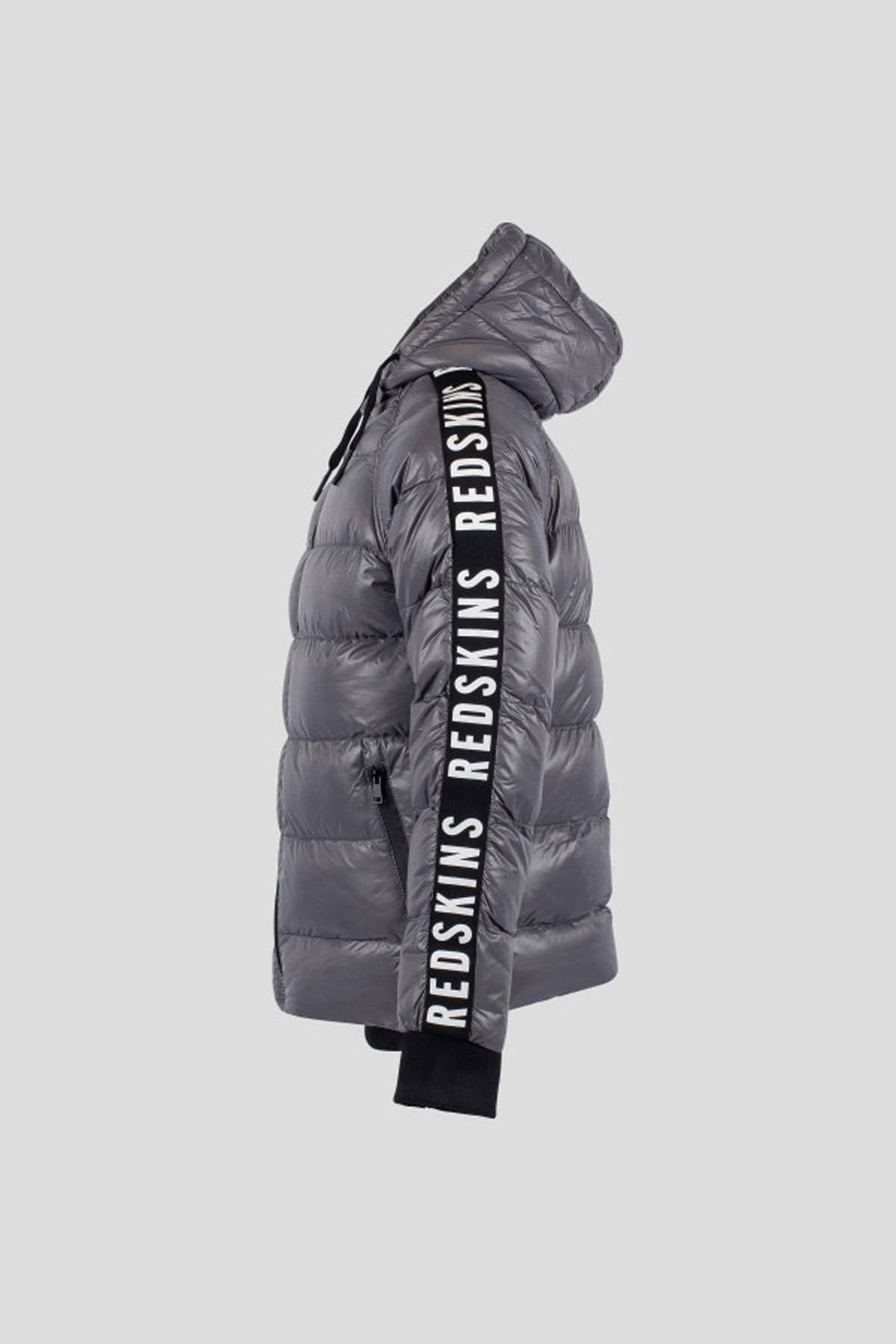 Charcoal gray sports down jacket - Image n°9