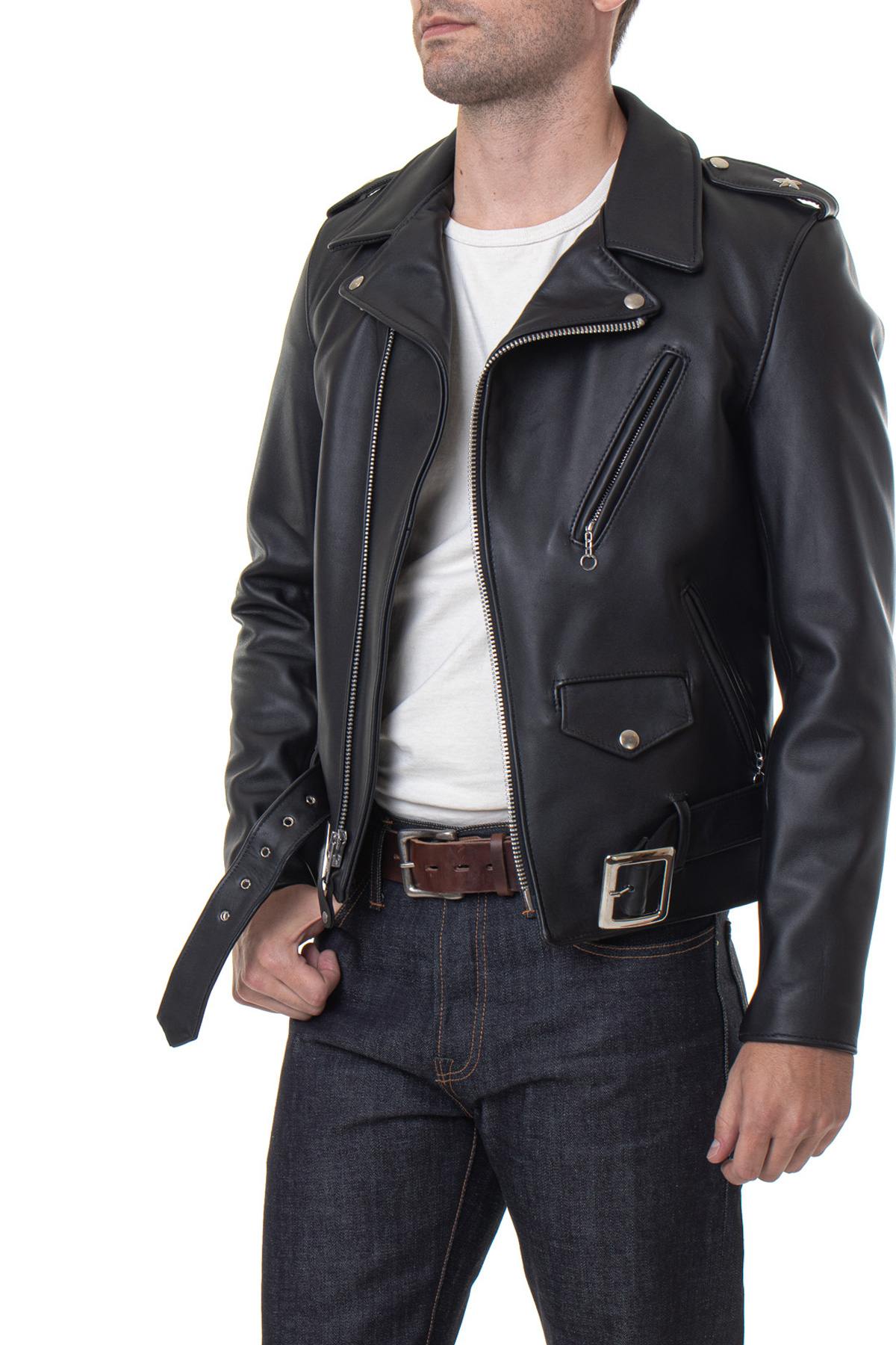 613S Slim Fit Perfecto® by Schott-black steerhide, slim, iconic. - Image n°3