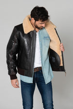 Vintage-effect leather bomber jacket - Image n°6