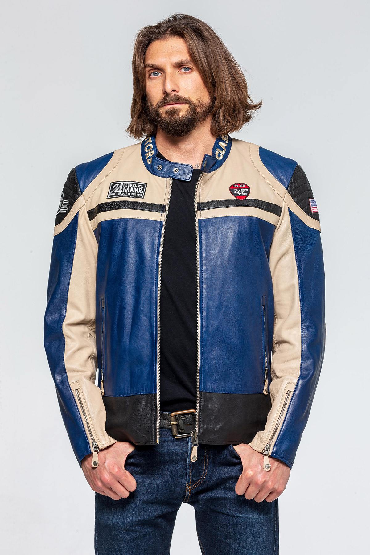 Soft off-white sheepskin jacket with the 1966 Le Mans logo. Timeless. - Image n°3
