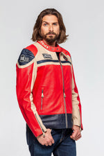 Sheep leather jacket in red/off-white, Le Mans 1966 tribute. - Image n°8