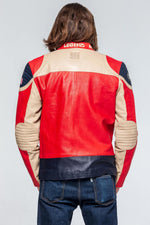 Sheep leather jacket in red/off-white, Le Mans 1966 tribute. - Image n°7