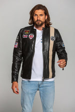 Black sheep leather racer jacket, inspired by Jarier's Lotus 79. - Image n°2