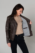 Mid-length brown Biker Jacket - Image n°6