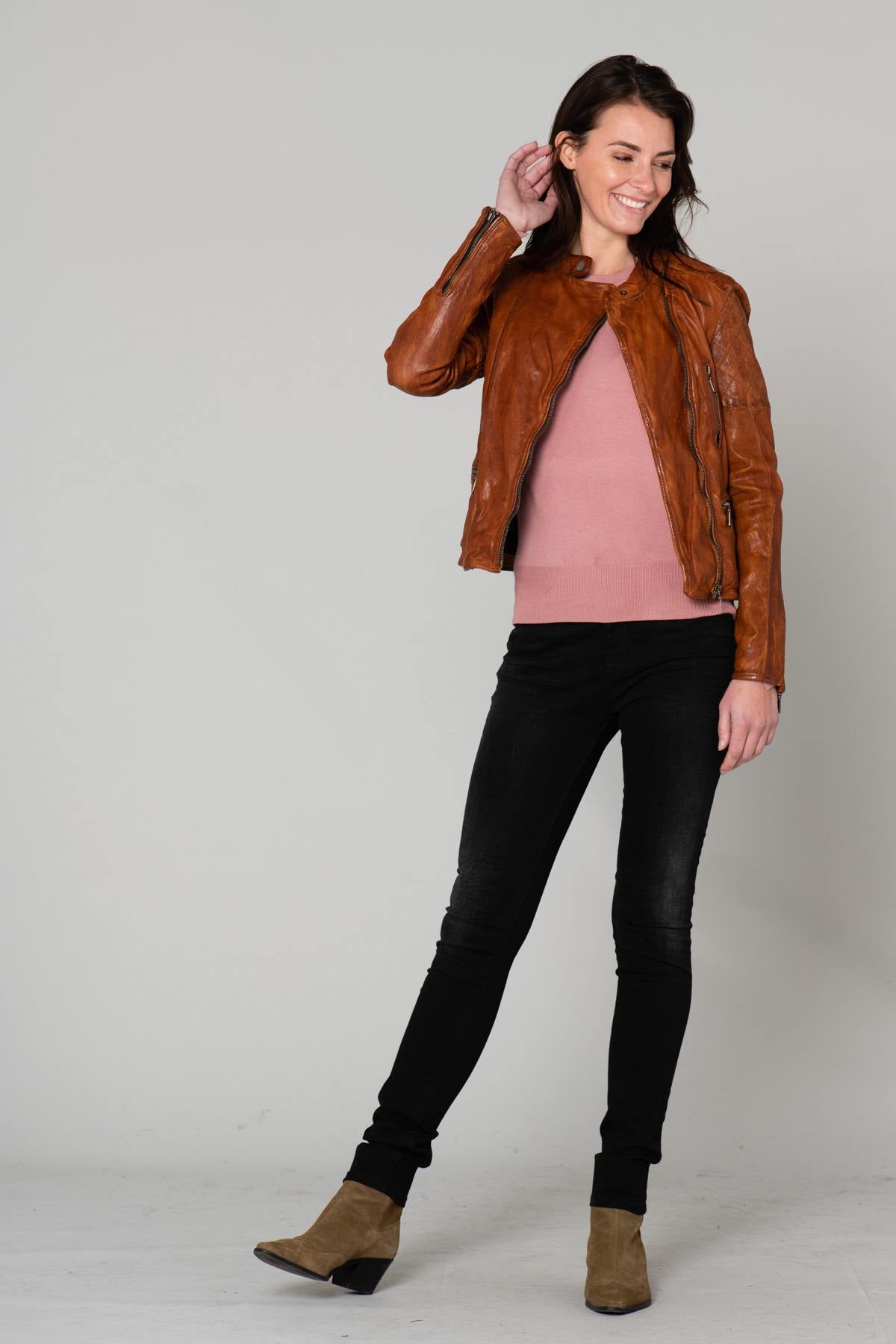 Vintage-style leather jacket - Image n°2