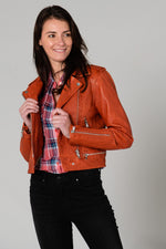 Short orange Biker Jacket - Image n°6