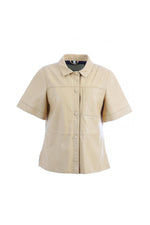 Beige leather blouse for women - Image n°5