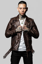 Vintage Biker Jacket in premium brown leather - Image n°3