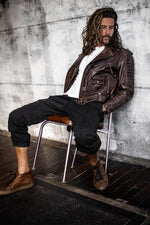 Vintage Biker Jacket in premium brown leather - Image n°4