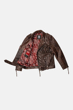 Vintage Biker Jacket in premium brown leather - Image n°5