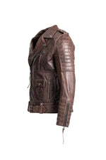 Vintage Biker Jacket in premium brown leather - Image n°6