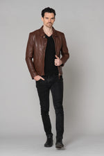 Ecofriendly brown leather jacket - Image n°14