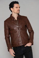 Ecofriendly brown leather jacket - Image n°13