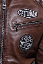 Leather jacket with vintage motorcycle patches - Image n°10