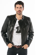 cowhide jacket with quilted accents and a sleek patina. - Image n°4