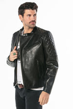 cowhide jacket with quilted accents and a sleek patina. - Image n°6