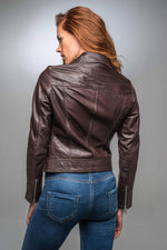 Fitted lambskin biker jacket with bold zips and a soft, sleek finish. - Image n°6
