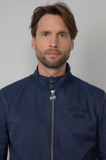 Navy blue nylon bomber jacket - Image n°7
