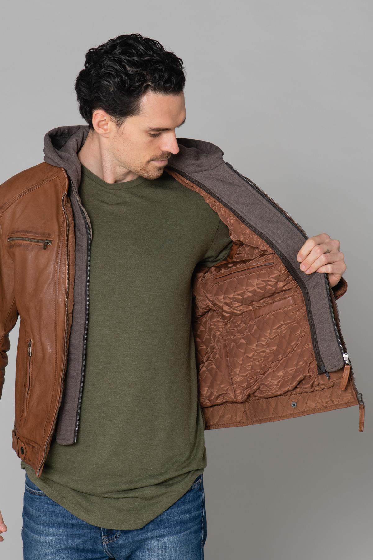 Brown jacket with removable hood - Image n°11