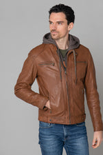 Brown jacket with removable hood - Image n°8
