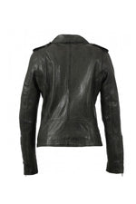 Biker Style khaki leather jacket - Image n°10