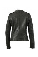 Biker Style khaki leather jacket - Image n°10