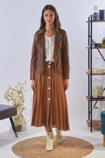 Fitted hazelnut-colored Biker Jacket - Image n°2