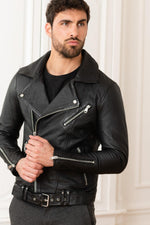 Lightweight lambskin biker jacket, slim fit, classic perfecto styling. - Image n°13