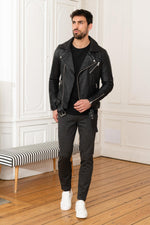Lightweight lambskin biker jacket, slim fit, classic perfecto styling. - Image n°2