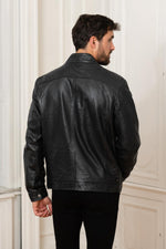 Gipsy's sheep leather jacket with natural patina and moto collar. - Image n°6