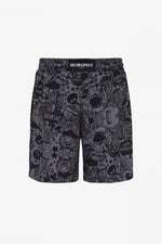 Black cartoon print beach shorts - Image n°2